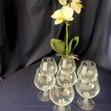 Set of 7 cognac glasses in sober and elegant crystal, beautiful resonance