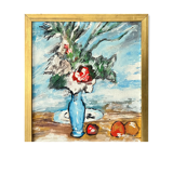 " The bouquet and the fruits " Oil on canvas cardboard