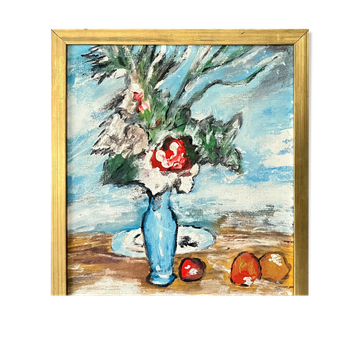 " The bouquet and the fruits " Oil on canvas cardboard
