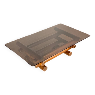 Vintage 70s smoked glass coffee table