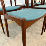Set of 8 Vintage Danish Chairs by Søren Ladefoged – Teak & Blue Fabric