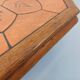 Octagonal coffee table Barrois with vintage herbarium patterns in oak and ceramic.