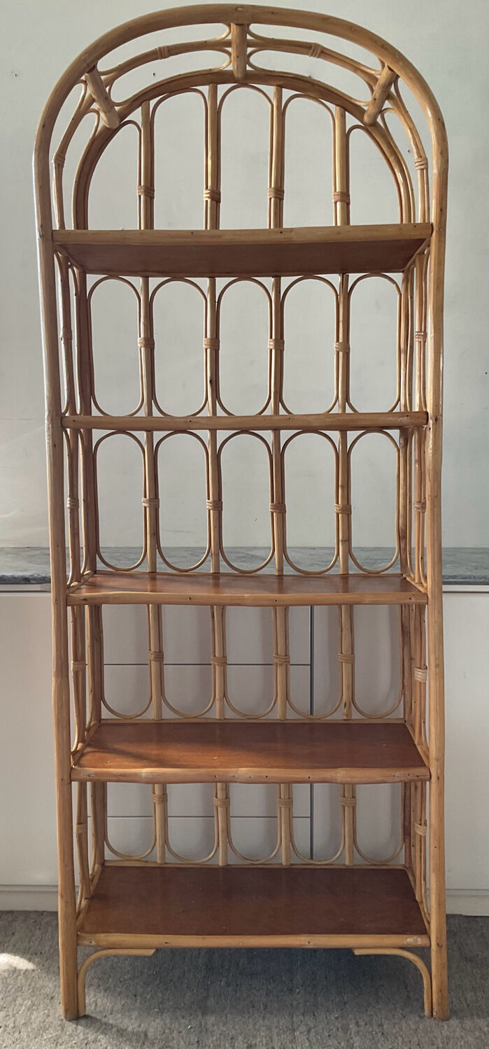 1960s-70s rattan shelf