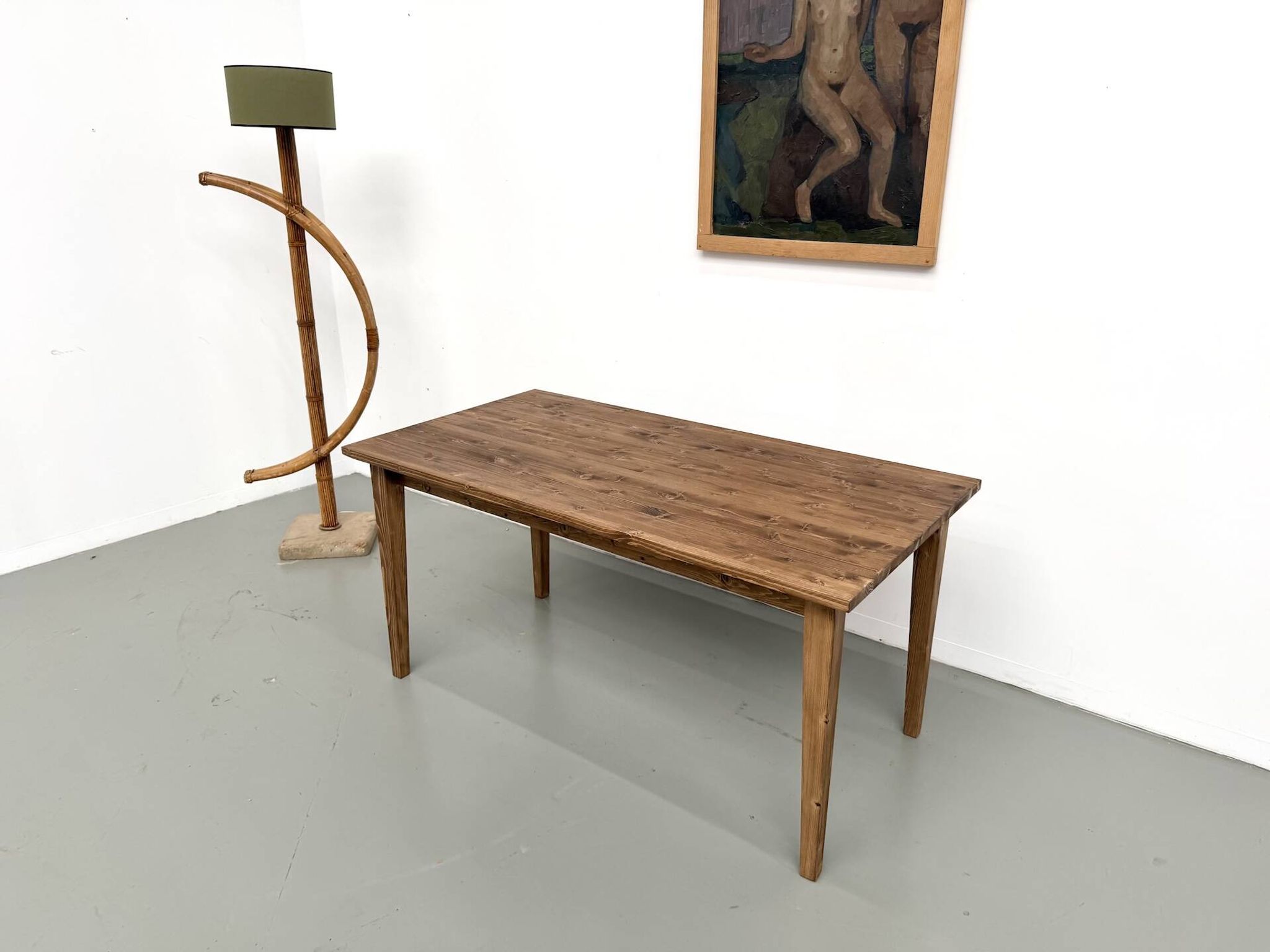 Table de ferme aux pieds fuseaux, L155 cm