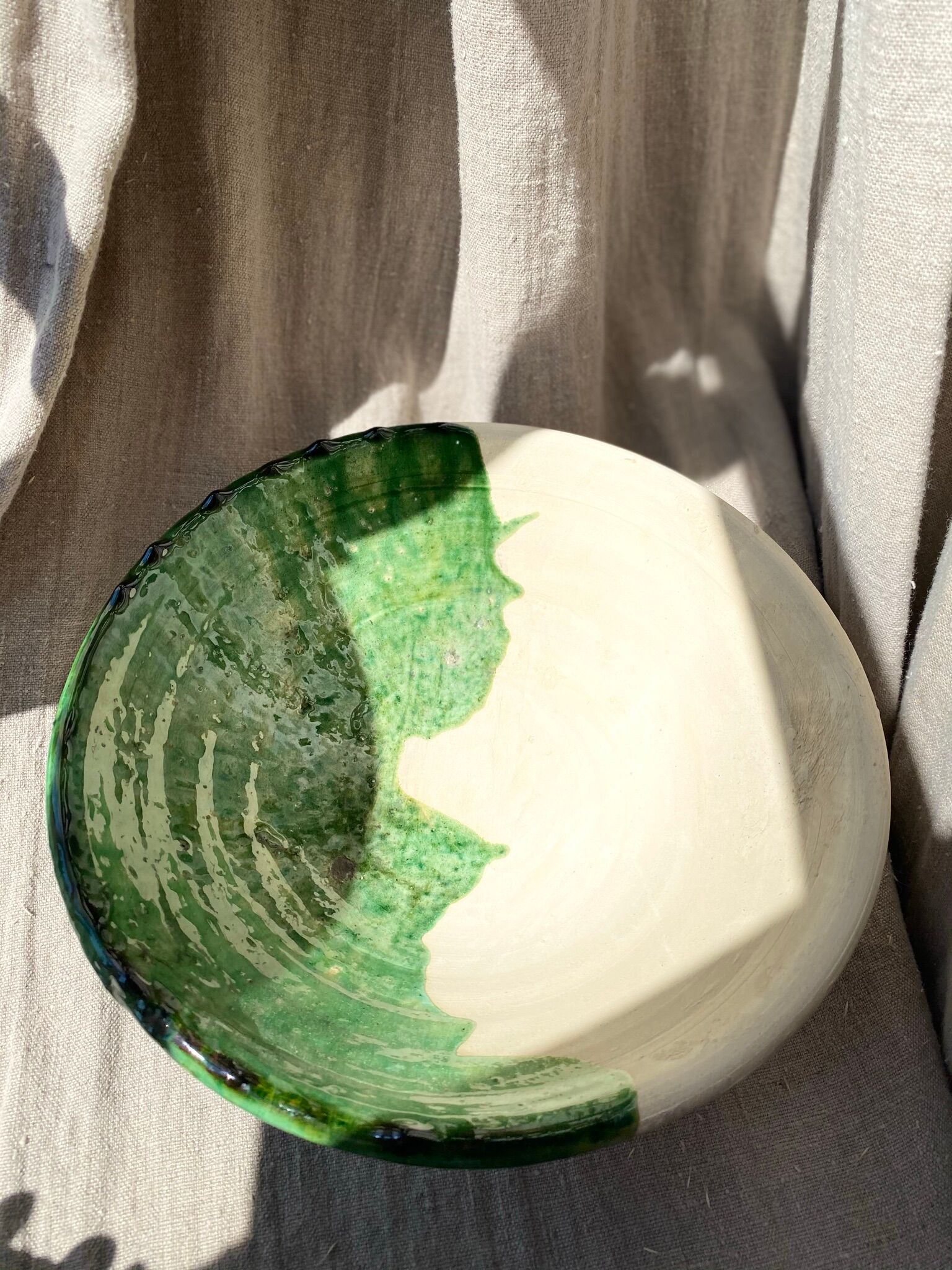 Emerald green tamegroute ceramic bowl