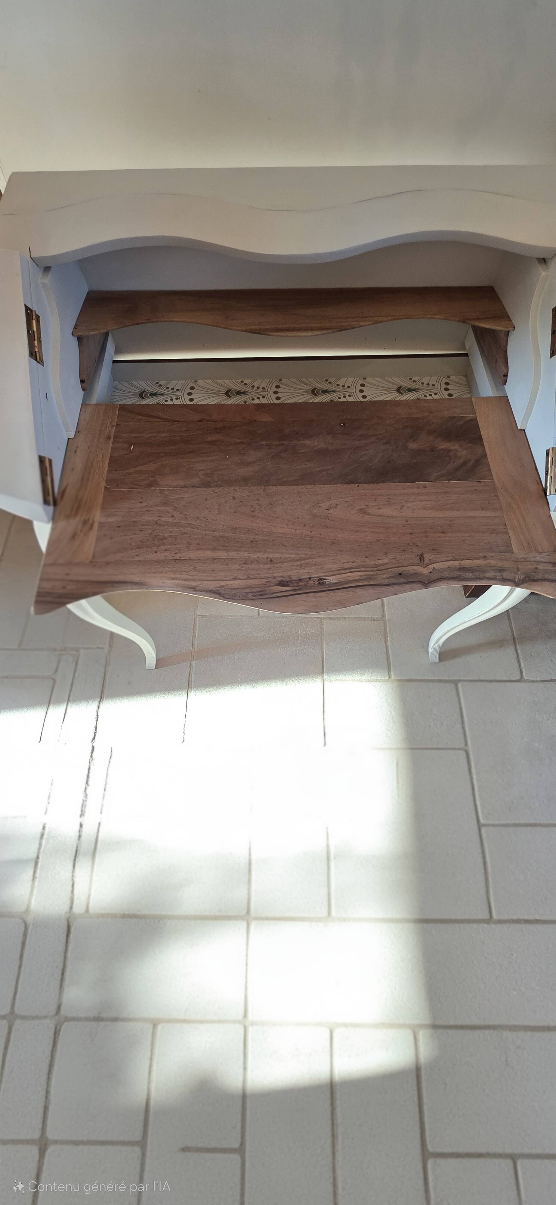 Rococo white foam wood secretary