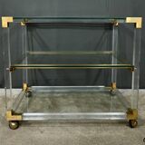Rolling acrylic and brass serving table – 1960