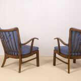 1940s Lounge Chairs by Tyge Hvass, Model 1628 for Fritz Hansen, Denmark