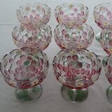 Set of 9 fruit cups, ice creams, desserts, standing