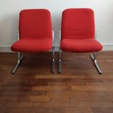 Armchairs 70s fabric and chrome