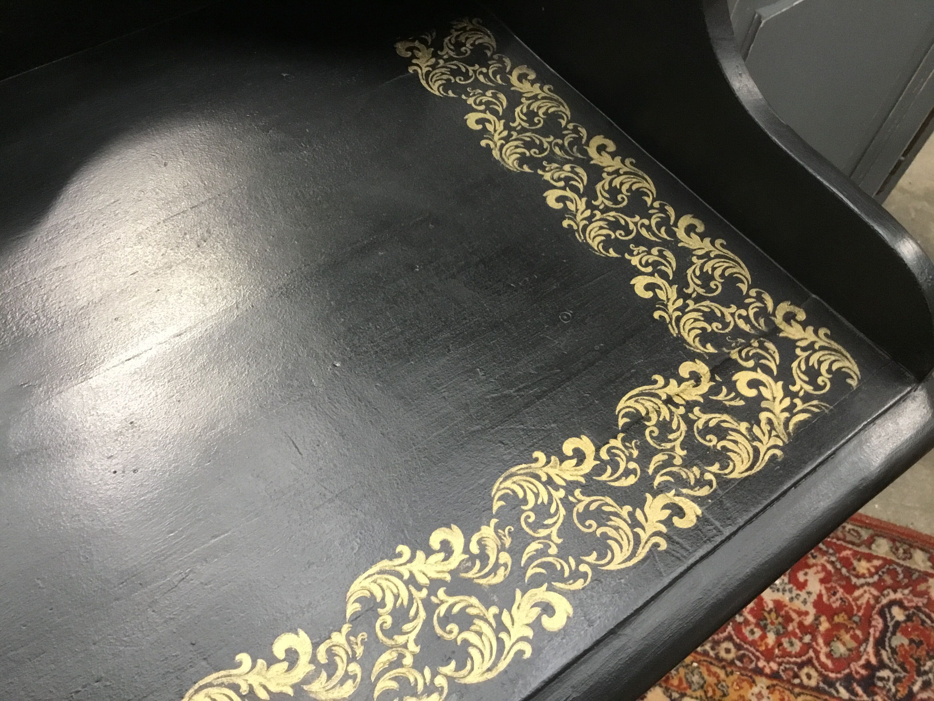 Hairdresser or toilet table in English pine, painted black