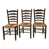 Trio rustic chairs in oak straw
