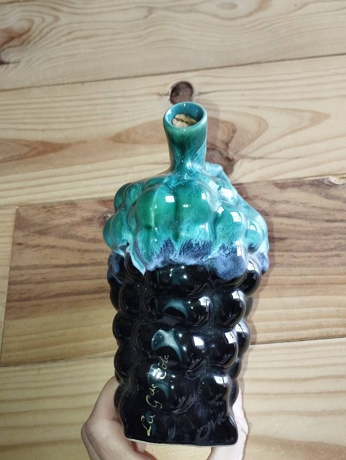 Vintage Vallauris jug in ceramic barbotine with grape decoration – 1950s