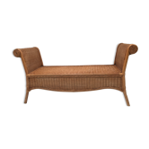 Vintage rattan wicker bench sofa