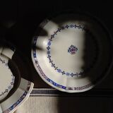 Ancienne assiette montée, compotier en faïence terre de fer E. Bourgeois grand dépôt « Rouen XVIII »