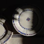 Old mounted plate, compotier in iron earthenware E. Bourgeois large deposit “Rouen XVIII”