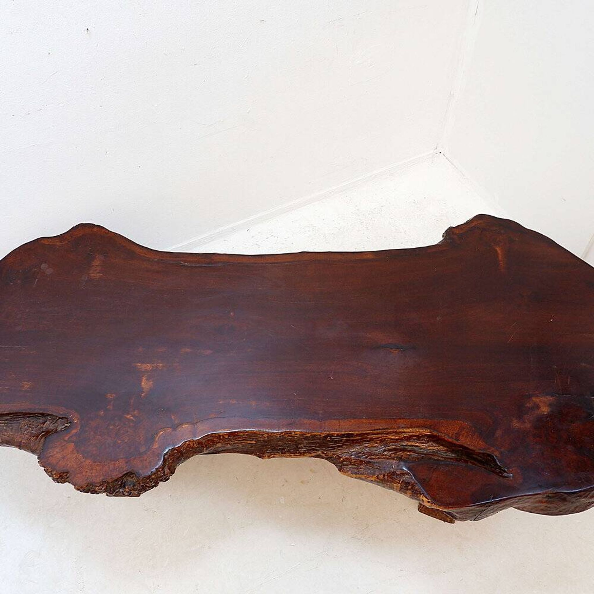 Large brutalist "live edge" mid-century coffee table