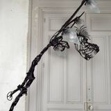 Brutalist sculptural wrought iron Dragon floor lamp, France