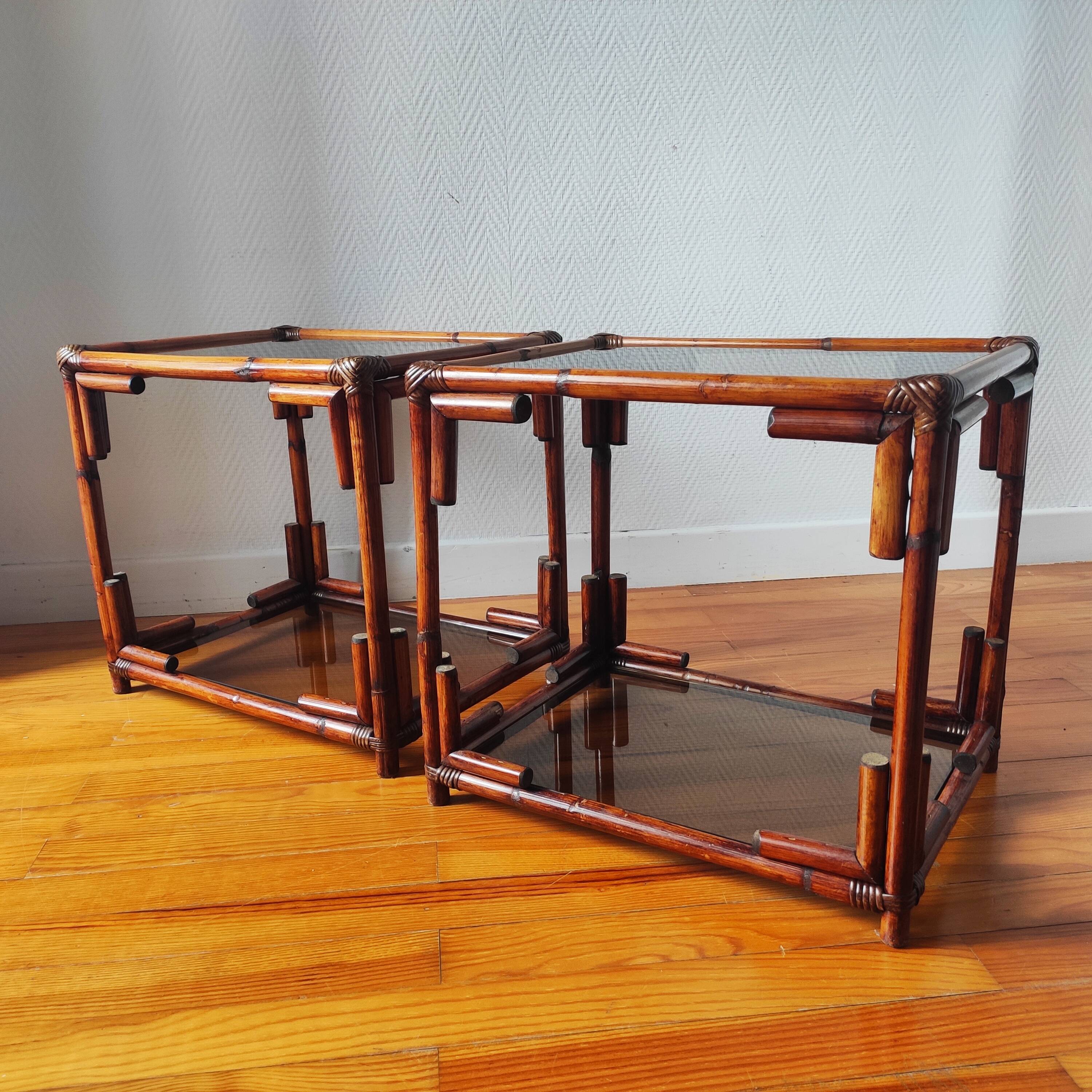 Pair of vintage 70/80s bedside tables and sofa ends