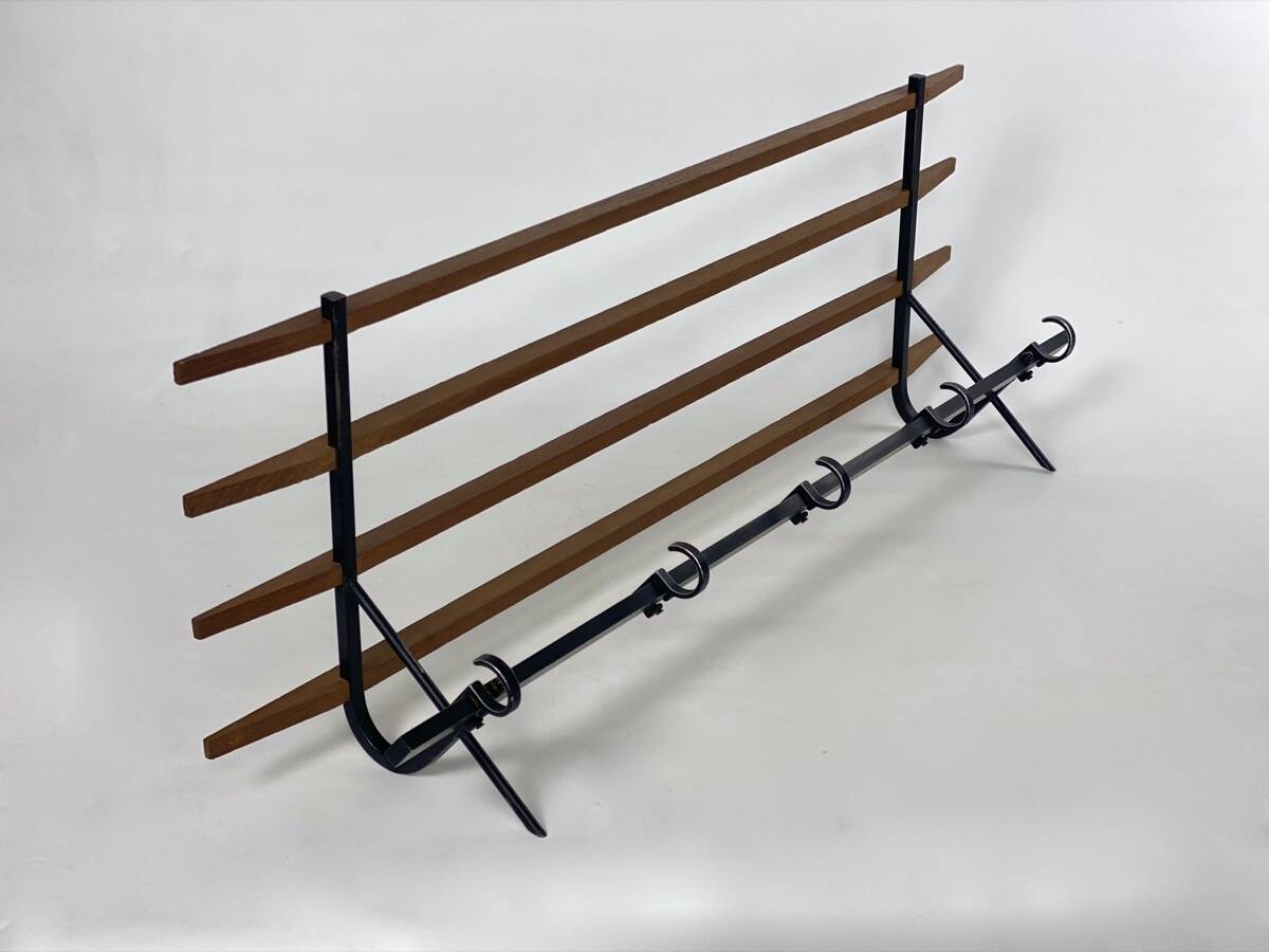Coat rack 1950 metal and vintage wood