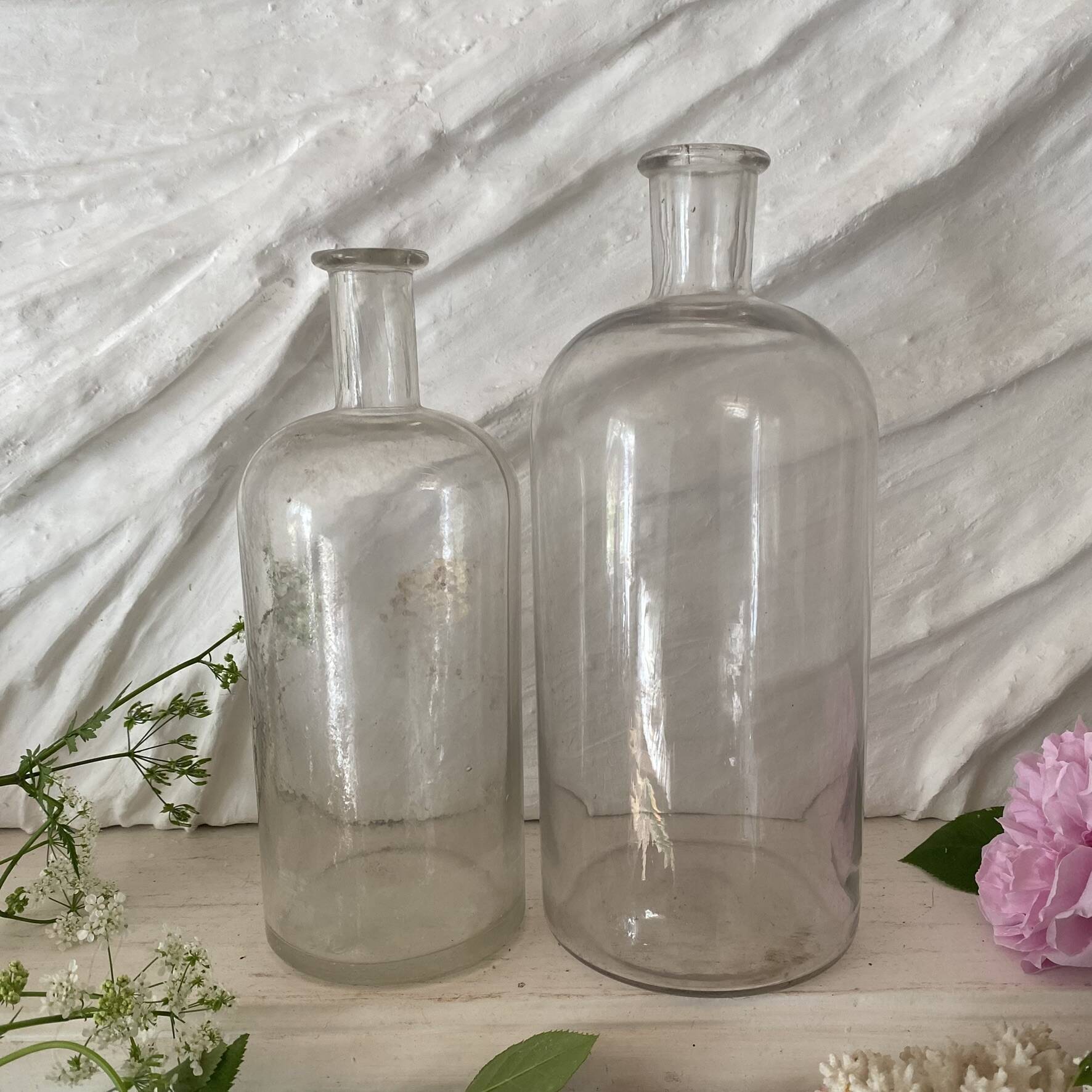 Old glass bottles pharmacy vials