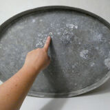 Old basin bath galvanized zinc oval