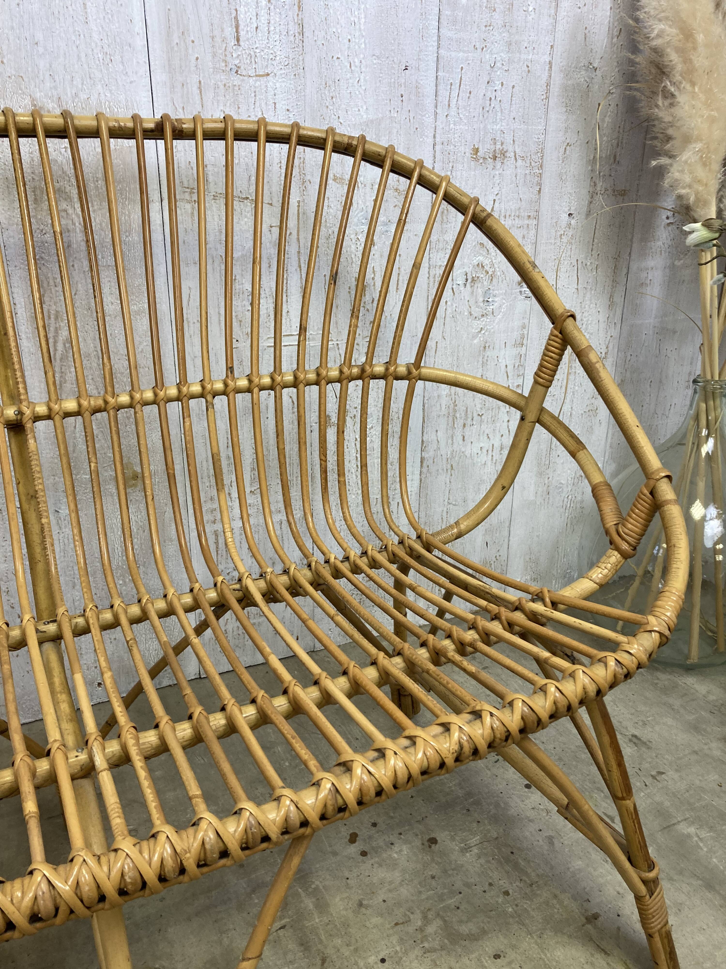 Vintage rattan bench