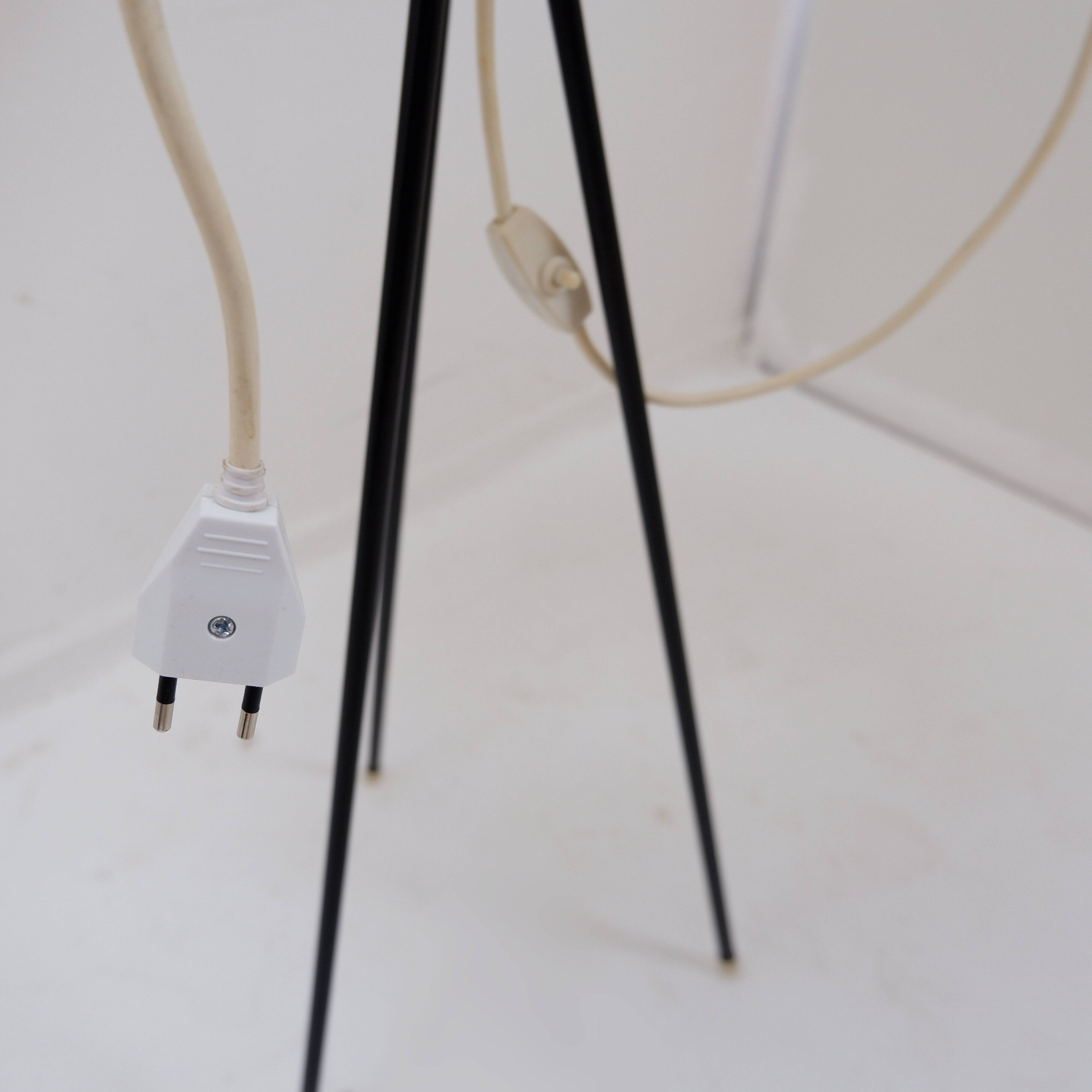 Vintage cocoon tripod floor lamp with brass details, 1960s
