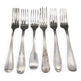 Lot de 6 fourchettes en métal argenté anciennes dépareillées pour une table chic