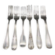 Set of 6 mismatched old silver metal forks for a chic table
