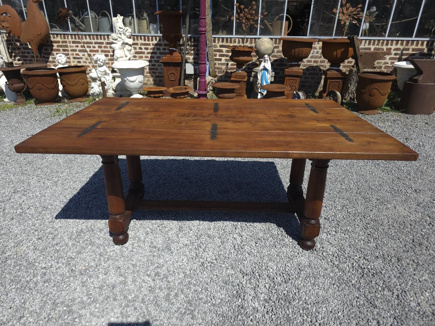 Table de ferme en chêne avec abattants