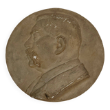 Plaster medallion portrait by Charles Filleul profile of a man 1901