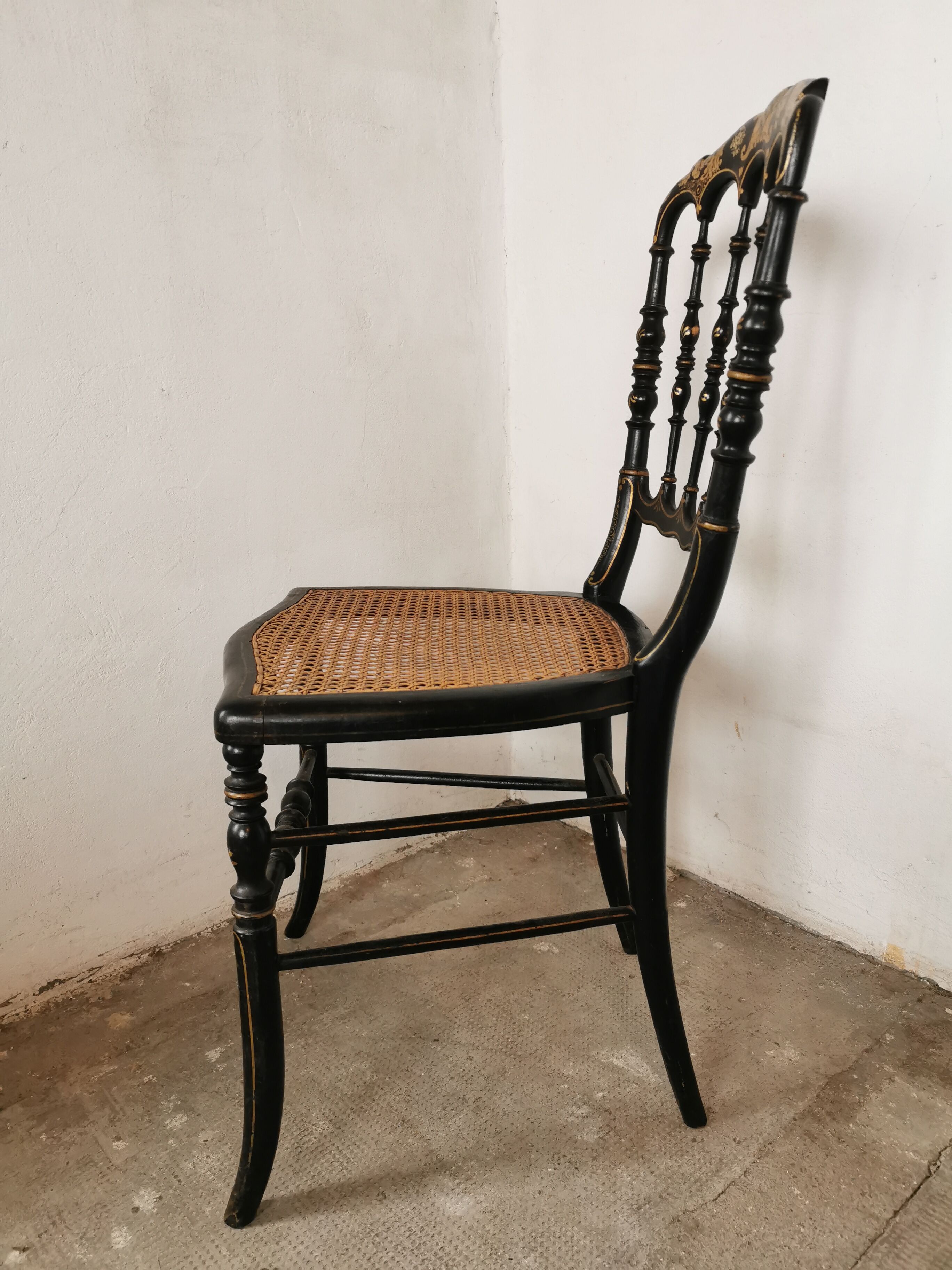 Black chair Napoleon III year, with gilding