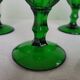 4 green footed glasses in moulded glass – 1970s