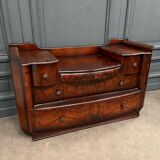 Art Deco chest of drawers in flamed mahogany with 5 drawers