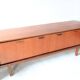 Scandinavian teak enfilade in brown, 4 doors, 1960s lines, floating legs.