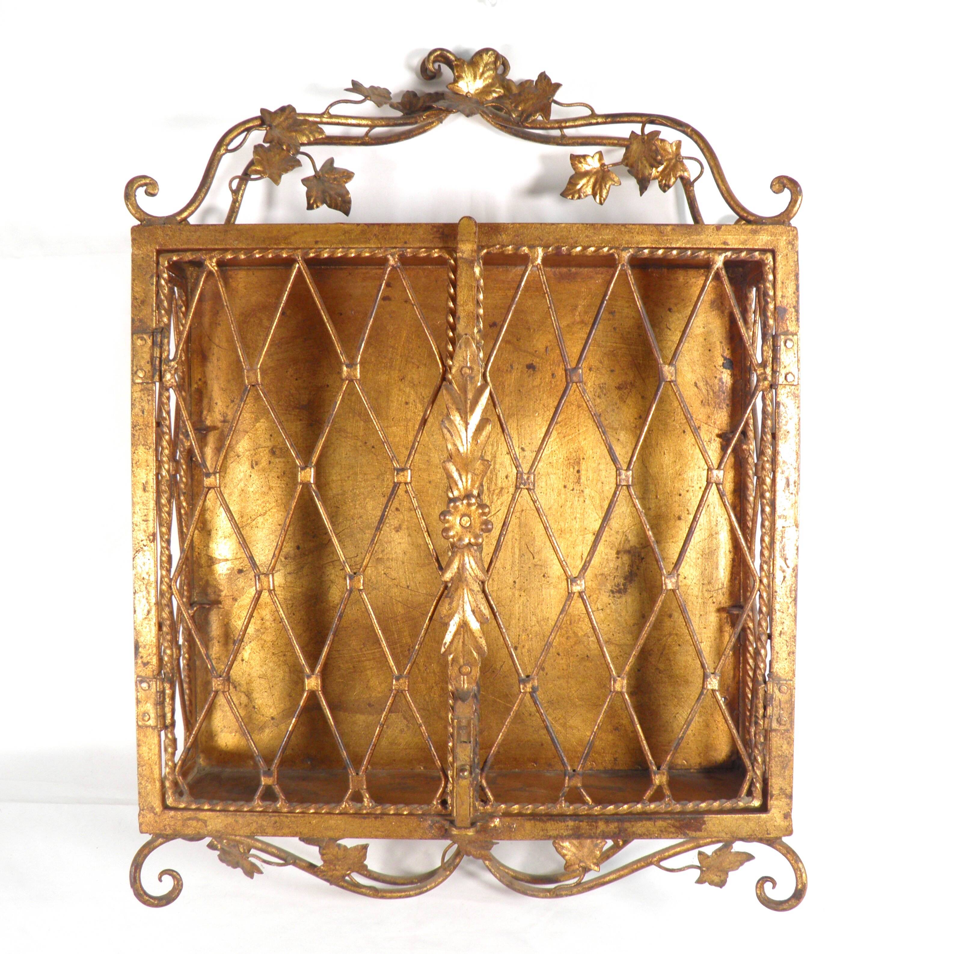 Decorative display case shelf in gilded metal 1940
