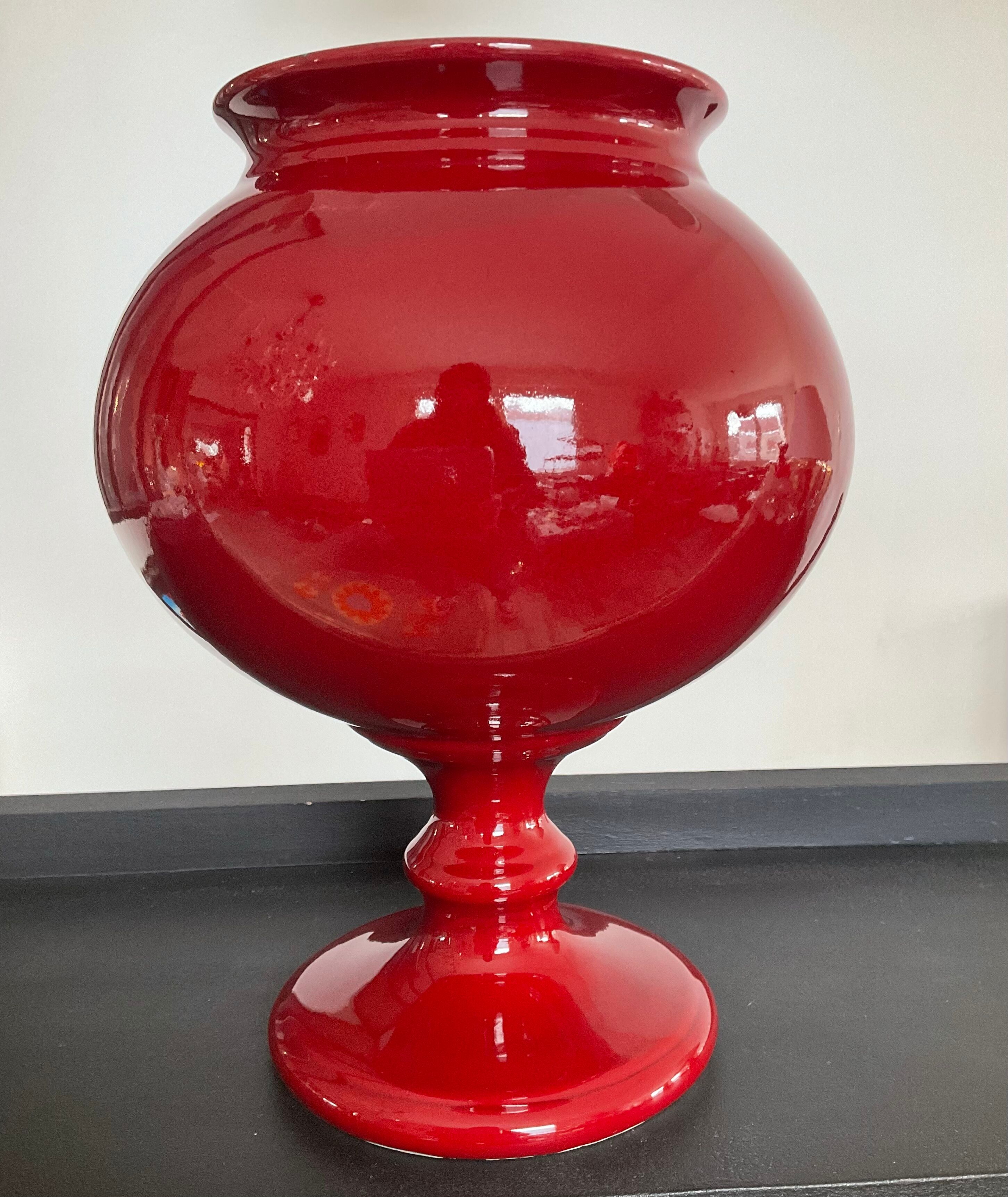 Vintage standing vase in glazed ceramic 70s