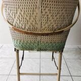Wooden and wicker cradle from the 50s