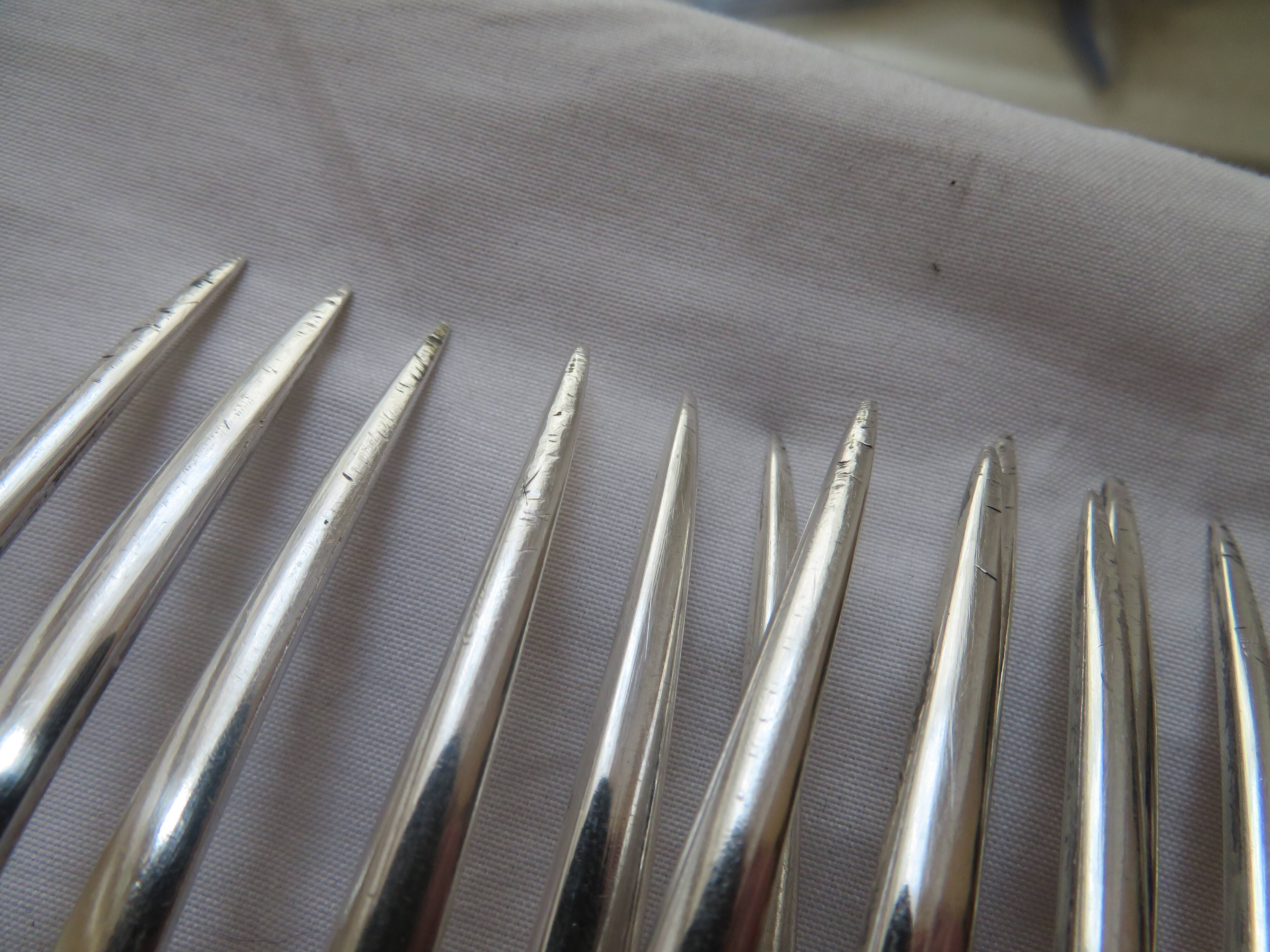 12 silver plated table forks by Boulenger, Art Nouveau Chardons