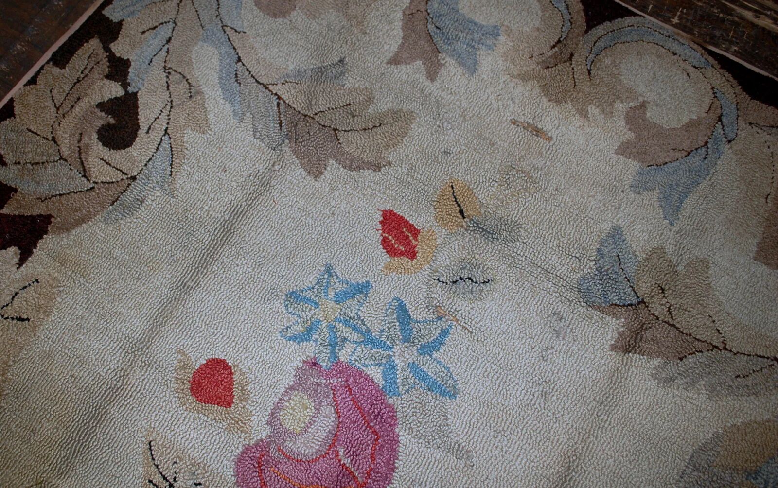 Handmade antique American hooked rug 5.10' x 8.10' (180cm x 272cm) 1880s - 1B539