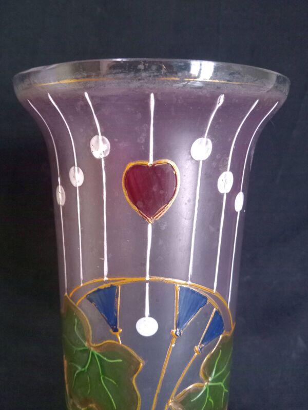 Vase rouleau Jugendstil en verre dépoli