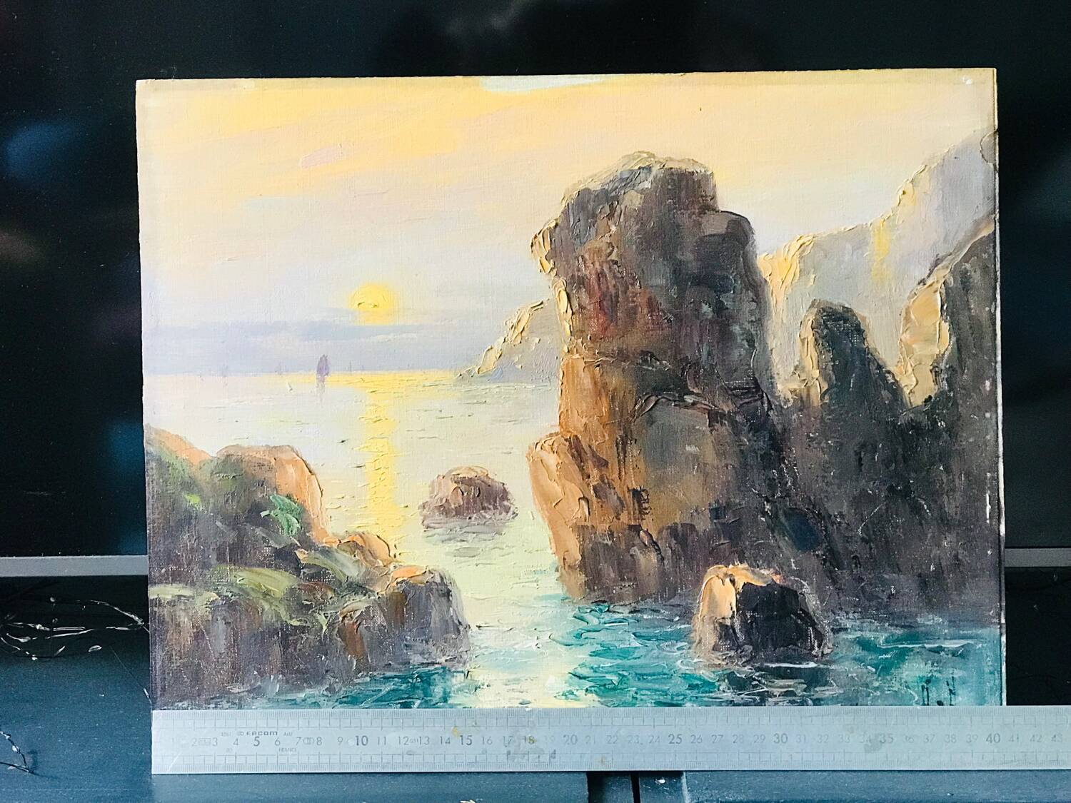 Emile GAUFFRIAUD - Beautiful island at sea - Port-Coton - oil on cardboard