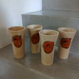 4 old stoneware mugs
