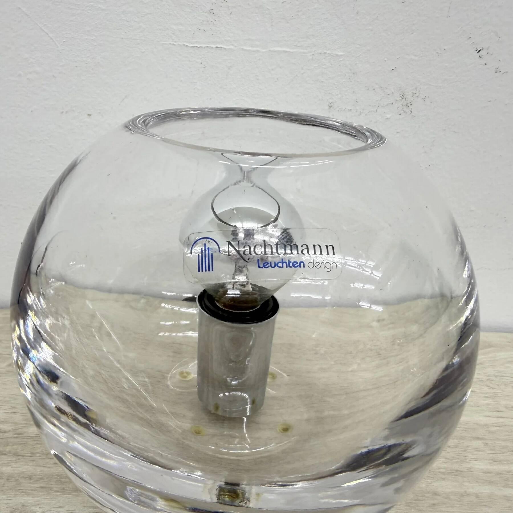 Pair of Nachtmann Leuchten design sphere crystal table lamps, 1970s