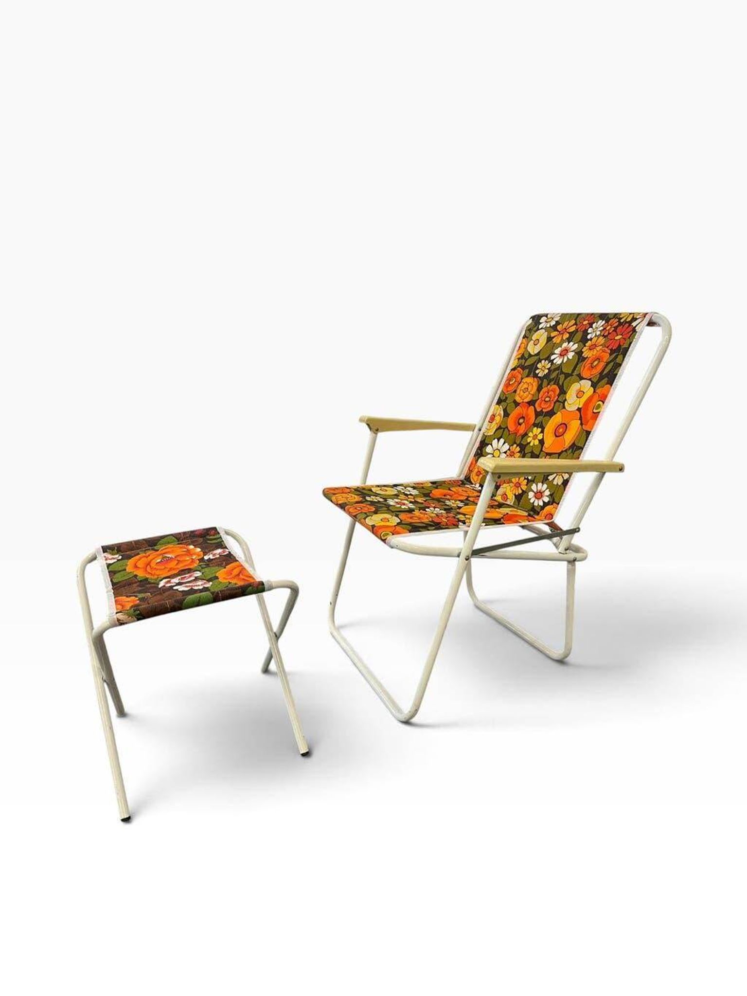Chaise de plage/camping pliante orange vintage