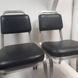 pair of vintage design chair 1960 aluminium skai black