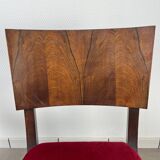 2 Art Deco chairs, red velvet and rosewood.