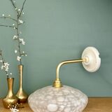 Vintage glass wall lamp with a white Clichy shade.