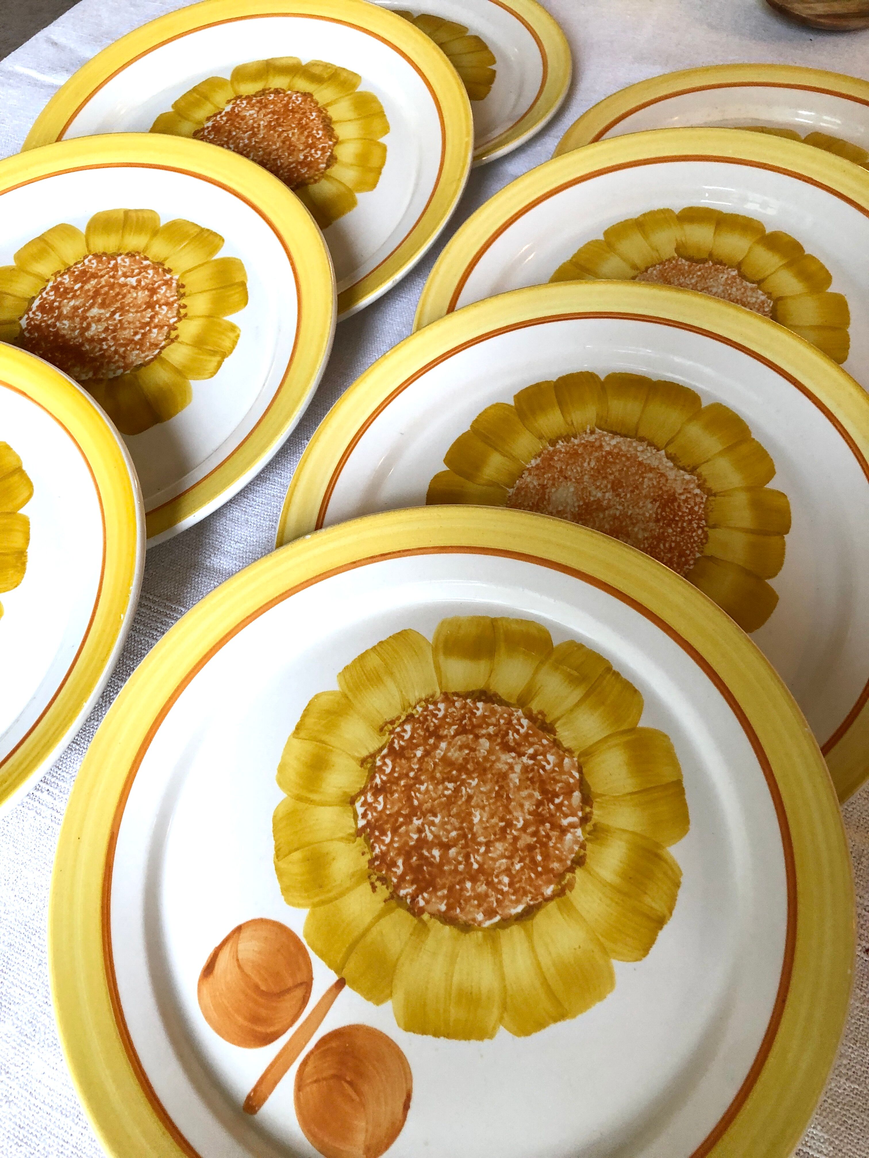 Series of eight Sarreguemines plates